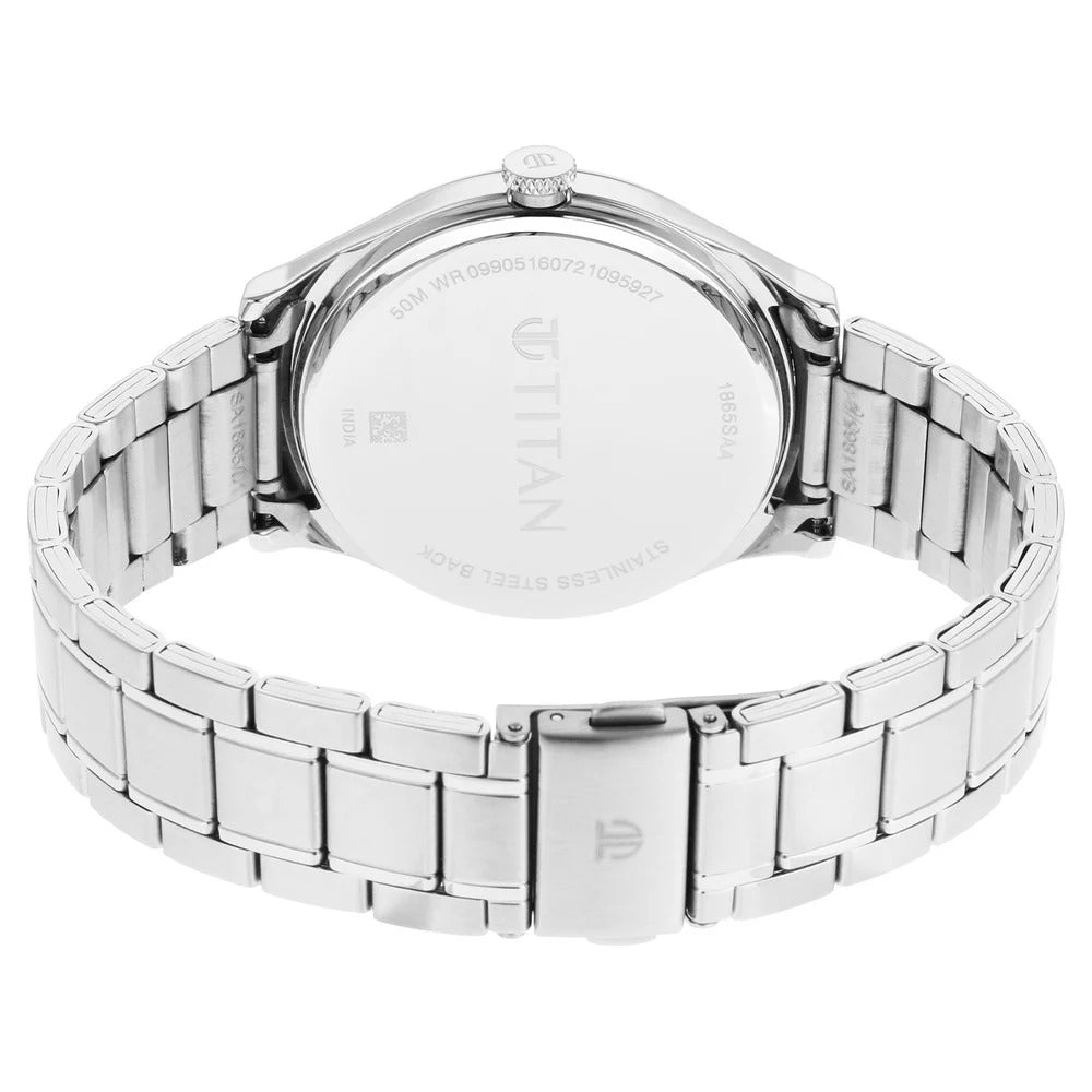 Titan Quartz Analog Blue Dial Stainless Steel Strap Watch for Men - NU1865SM01