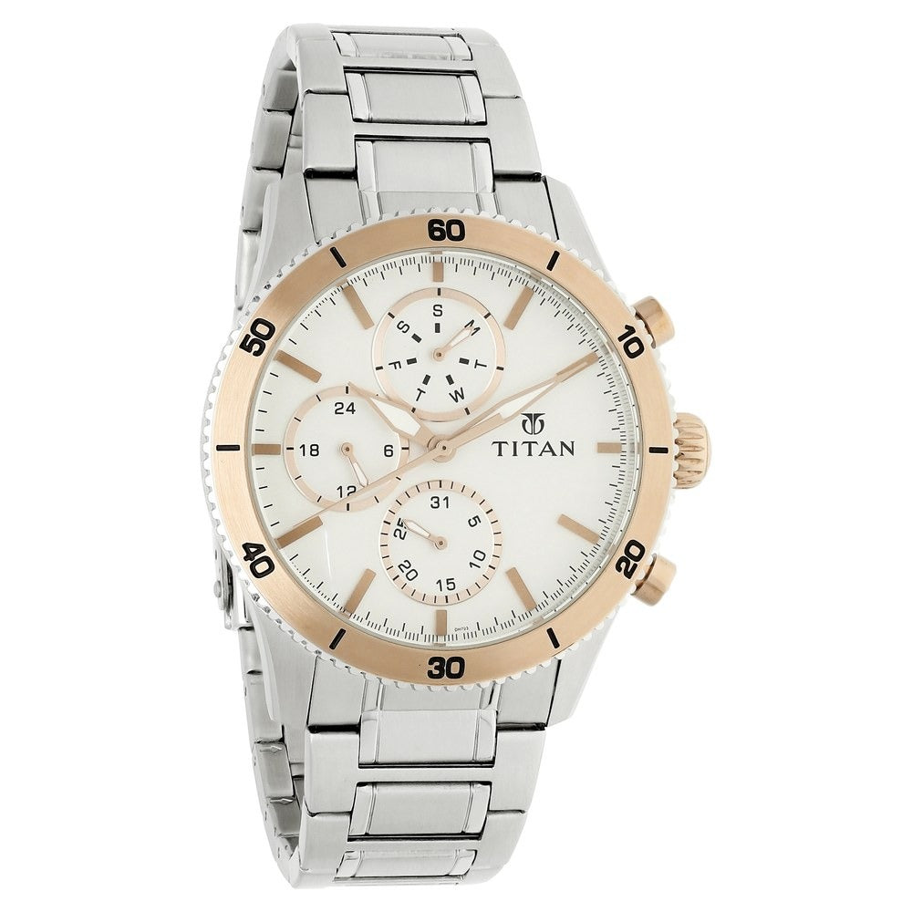 Titan Chronograph Silver Dial Men's Watch 90105KM02