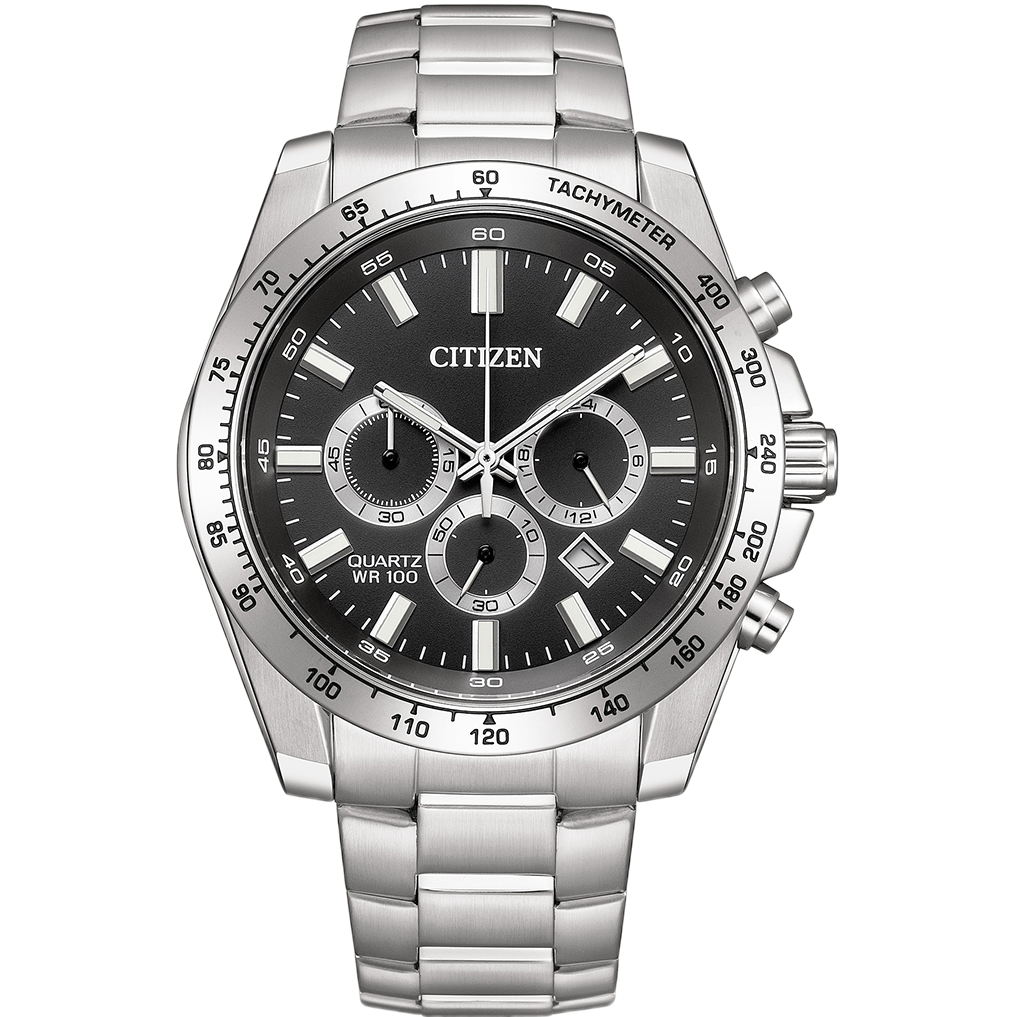 Citizen Men Quartz Black Dial Chronograph Stainless Steel Watch AN8230-59E