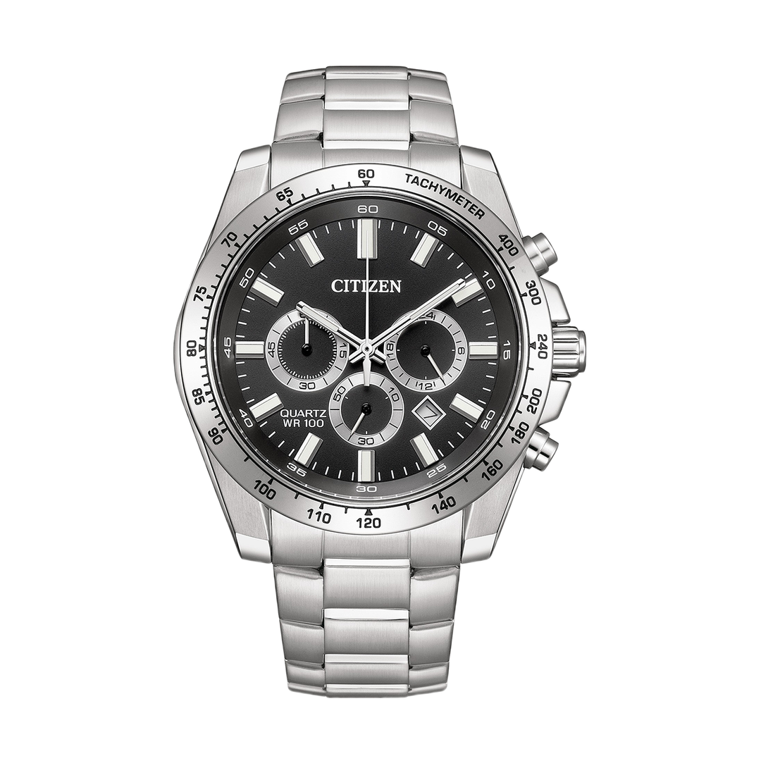 Citizen Men Quartz Black Dial Chronograph Stainless Steel Watch AN8230-59E