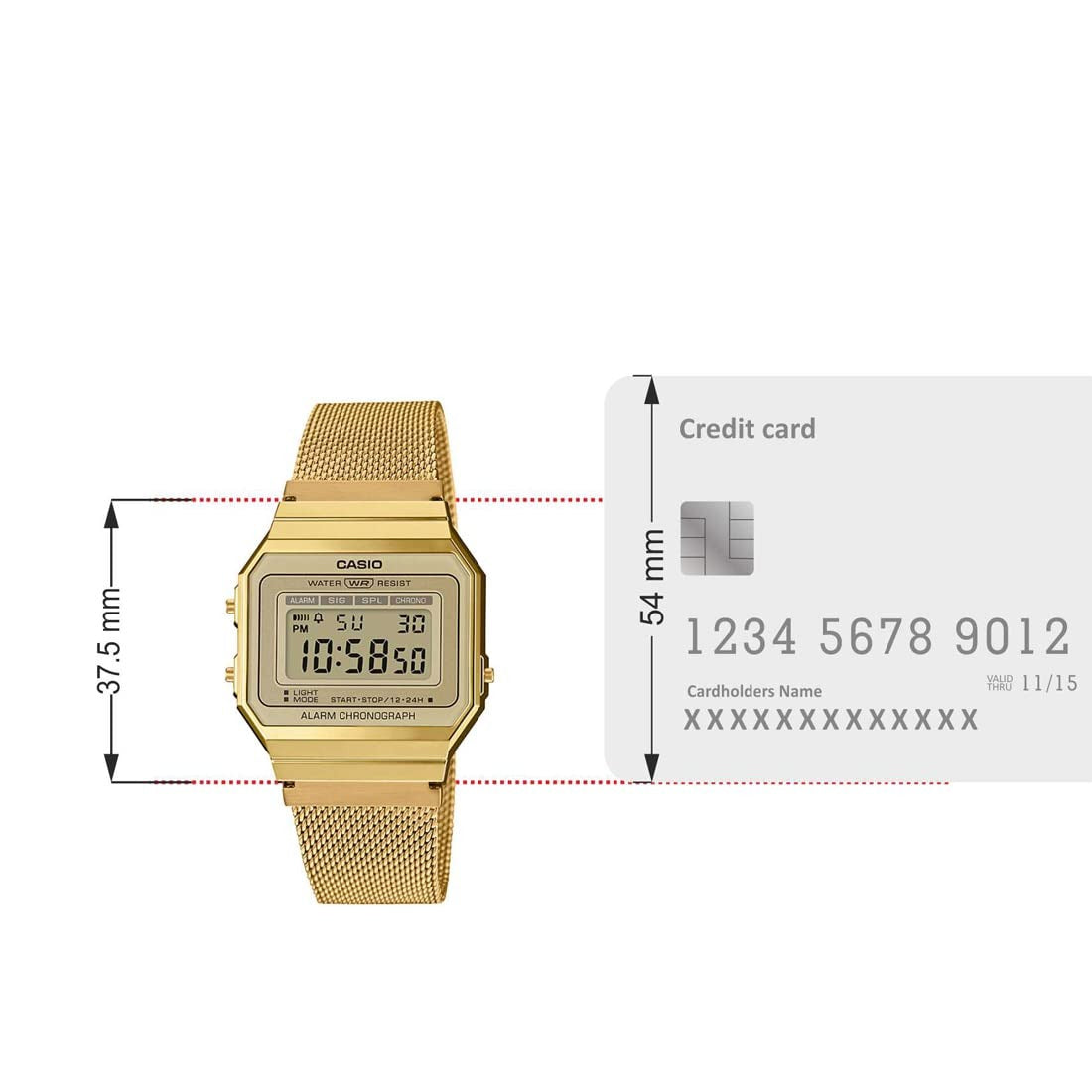 Casio Vintage Quartz Gold Mesh Digital Unisex Watch A700WMG-9ADF [D171]