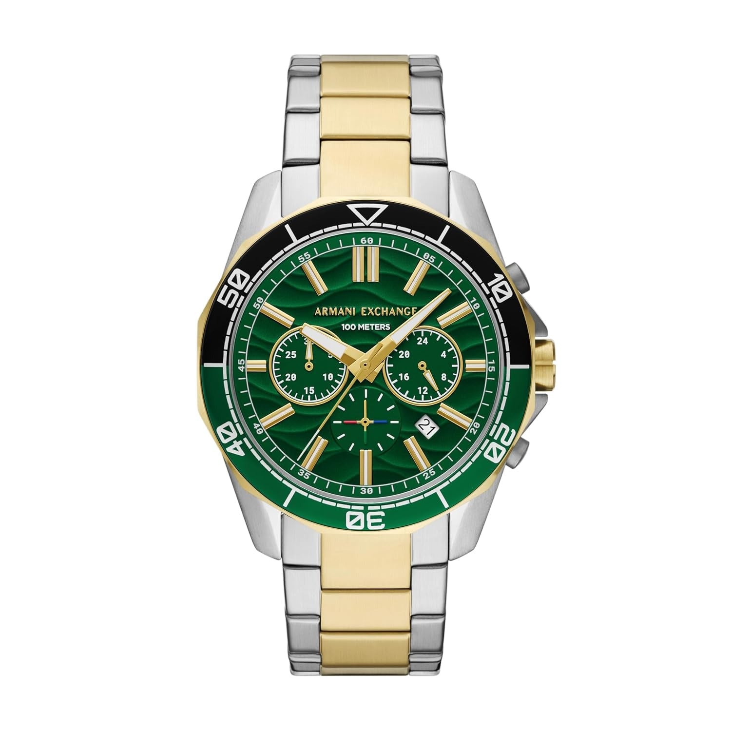 Armani Exchange Green Dial Two-Tone Chronograph AX1966