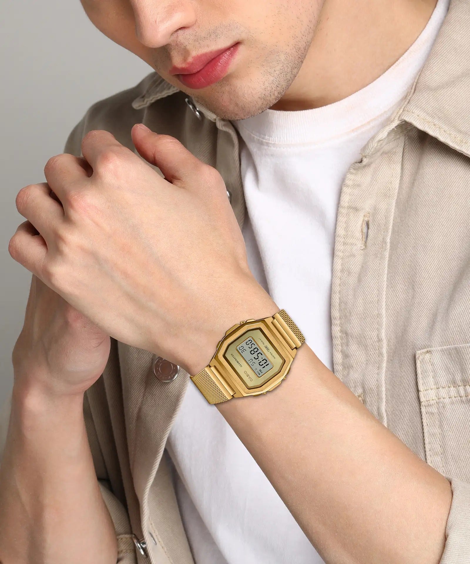 Casio Vintage Quartz Gold Digital Stainless Steel Unisex Watch A1000MG-9EF