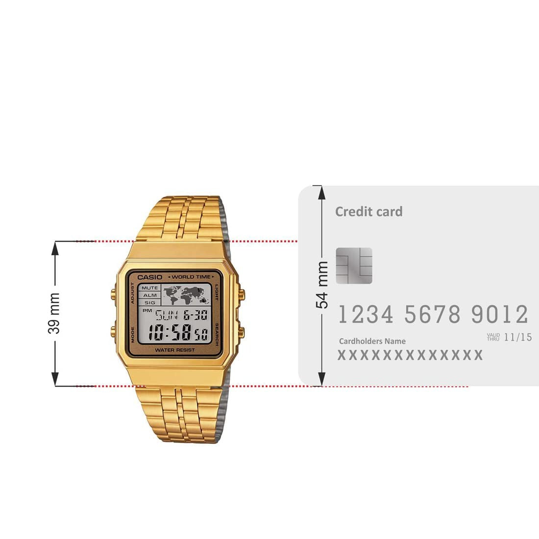 Casio Vintage Quartz Gold-Tone World Time Digital Unisex Watch A500WGA-9DF