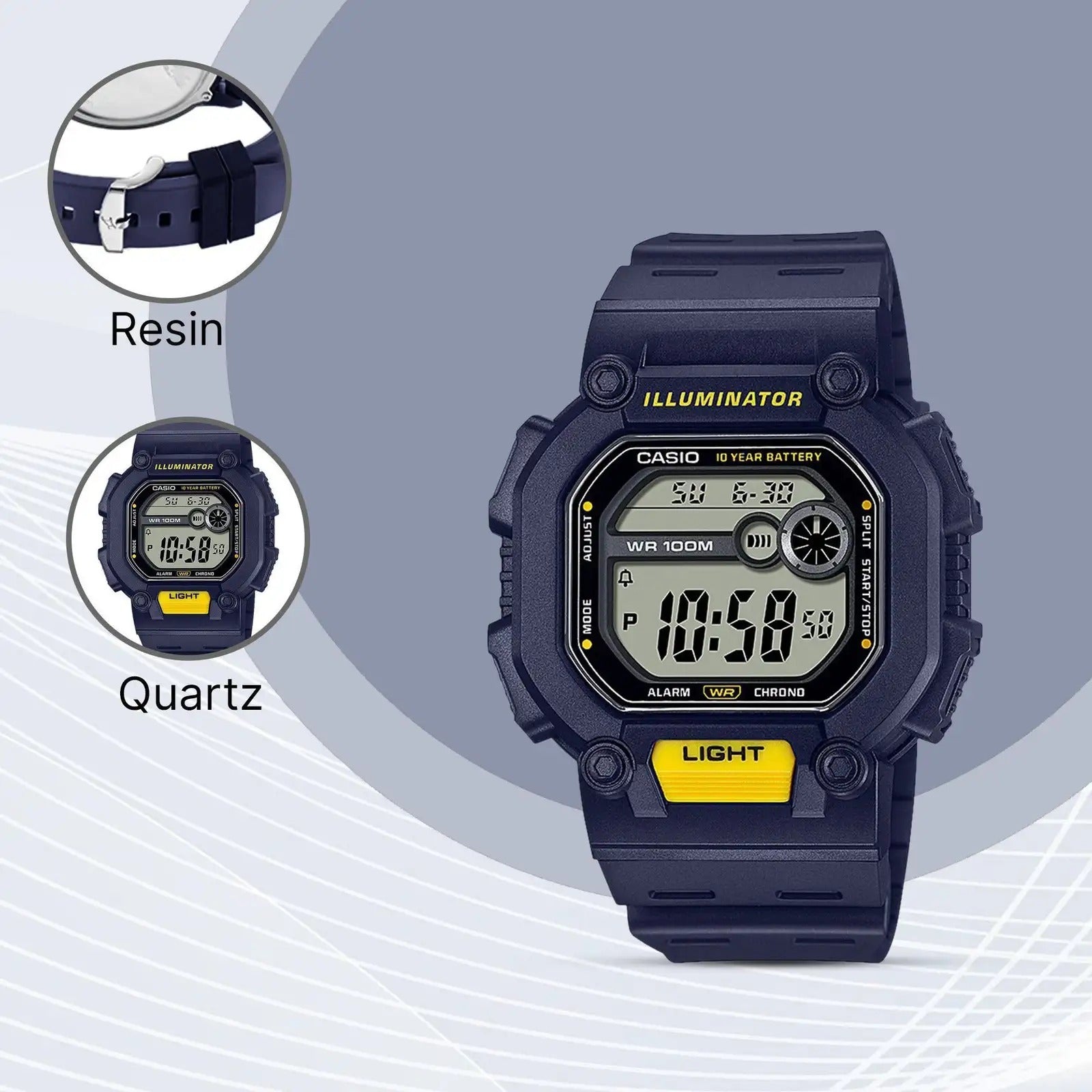 Casio Youth Quartz Blue Digital Sports Unisex Watch W-737H-2AVDF