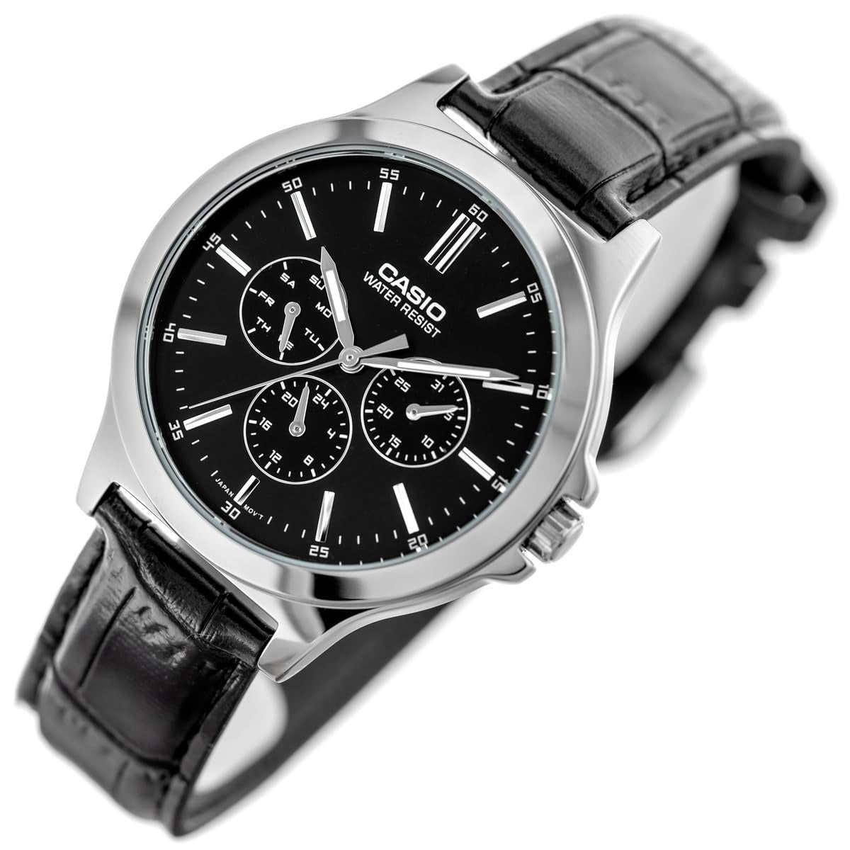 Casio Enticer Black/Silver Dial Black Leather Analog Men's Watch MTP-V300L-1AUDF [A1176]