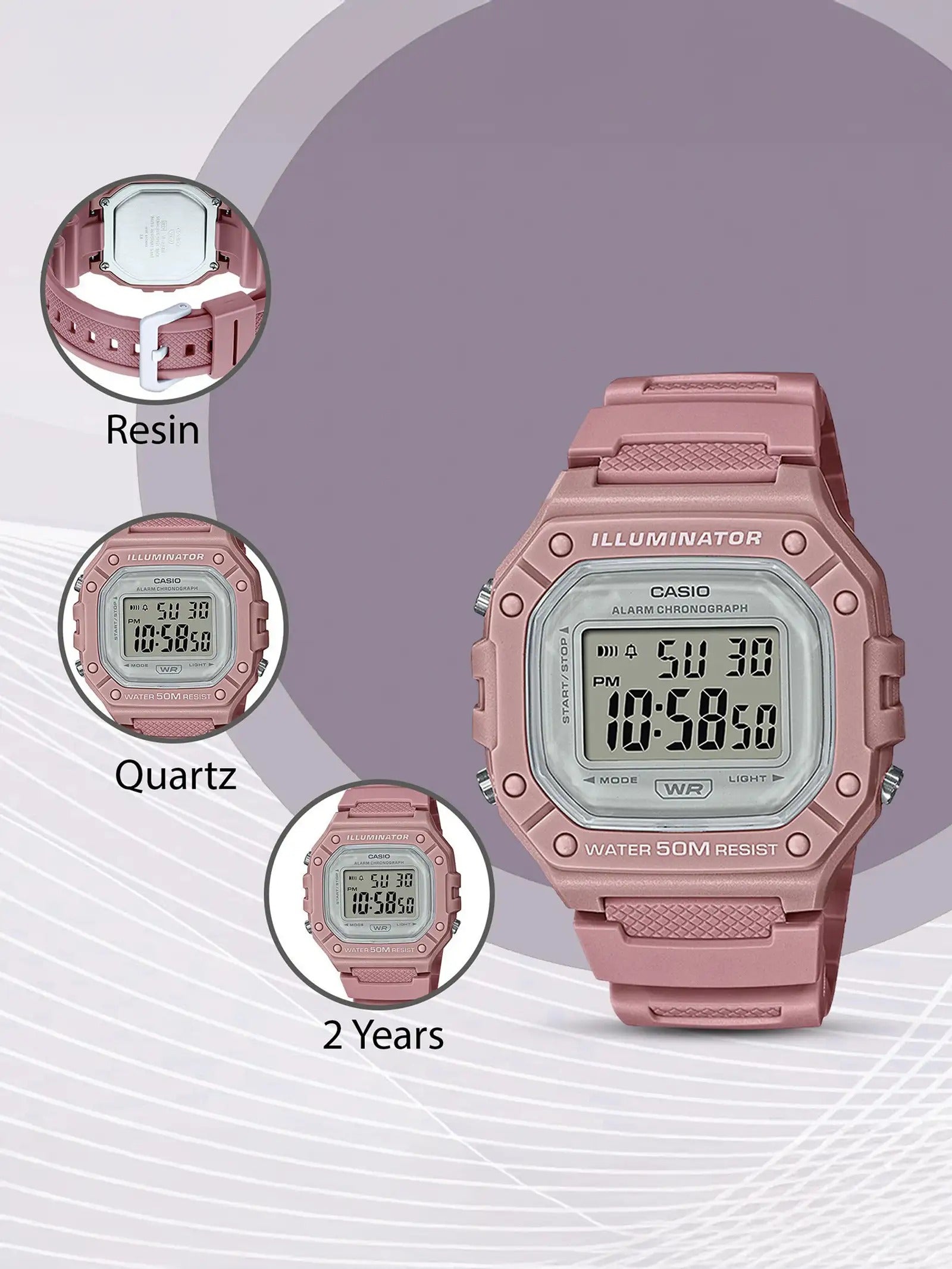 Casio Youth Quartz Unisex Digital Sports Watch W-218HC-4AVDF