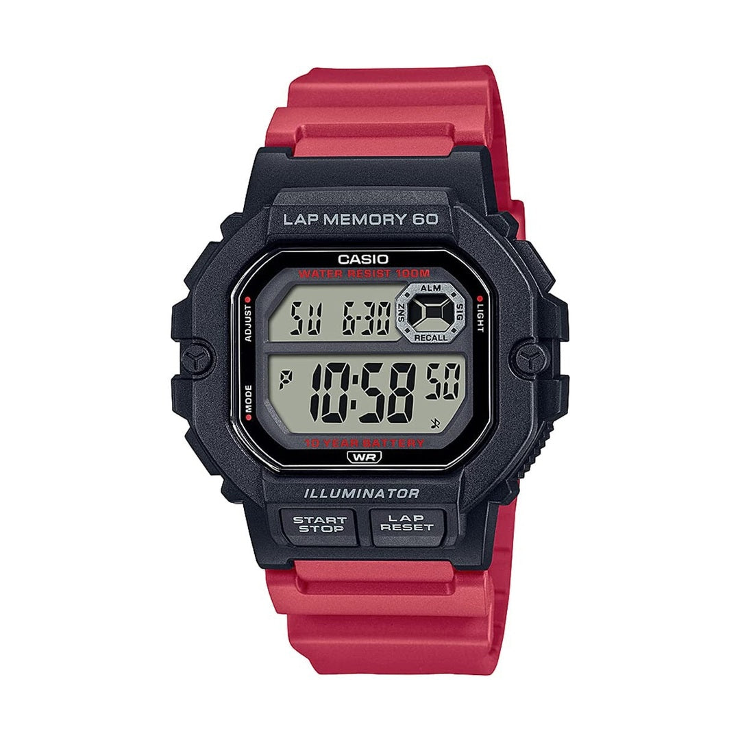 Casio Collection  Digital Black Dial Red Resin Strap Unisex Watch WS-1400H-4AVDF [D272]