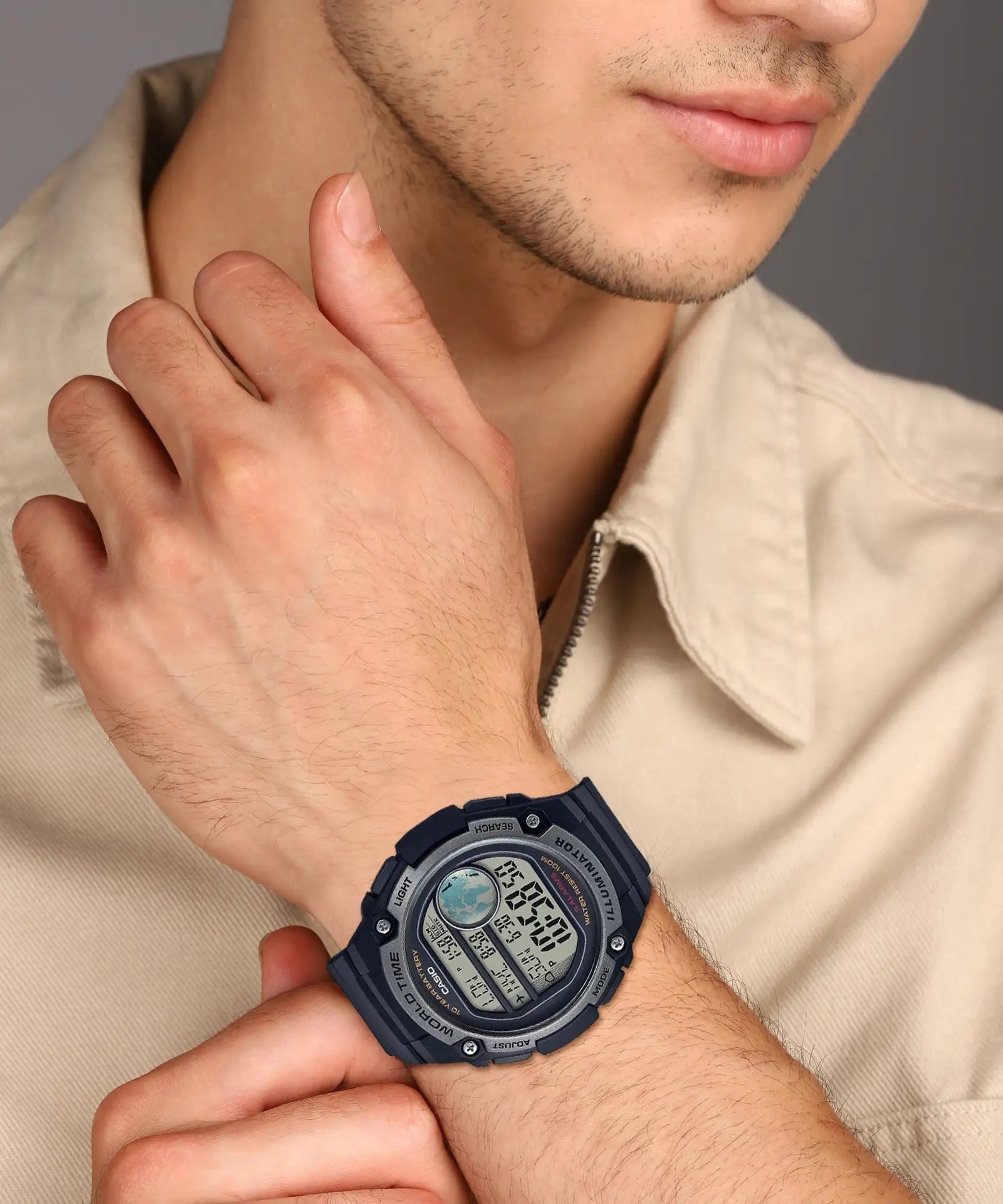 Casio Youth Quartz Black Digital World Map Men's Watch AE-3000W-1AVDF