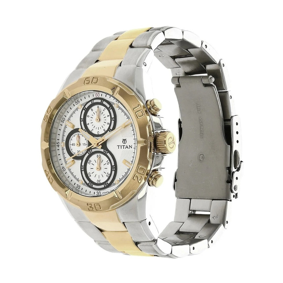Titan Chronograph White Dial Men's's Watch 9308BM01