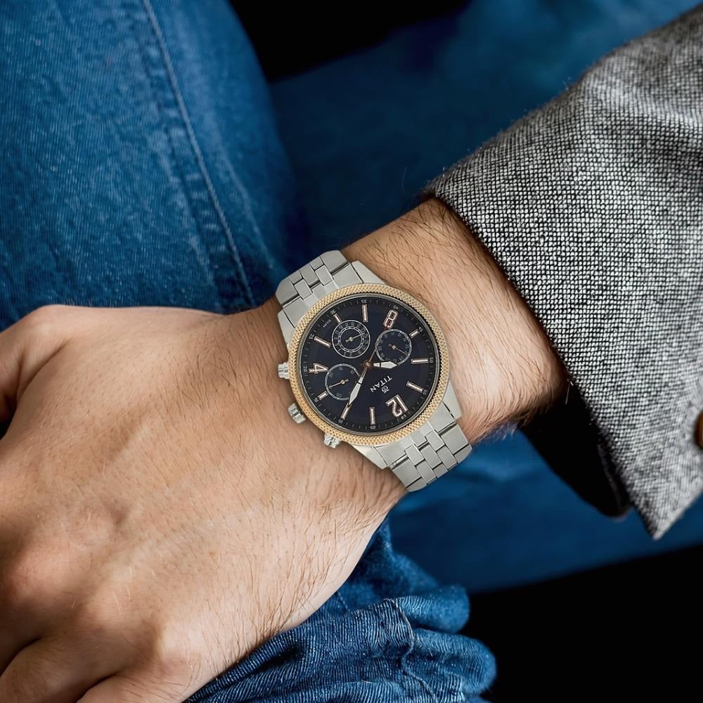 Titan Metropolitan Luxe Blue Dial Men's Watch 1734KM01