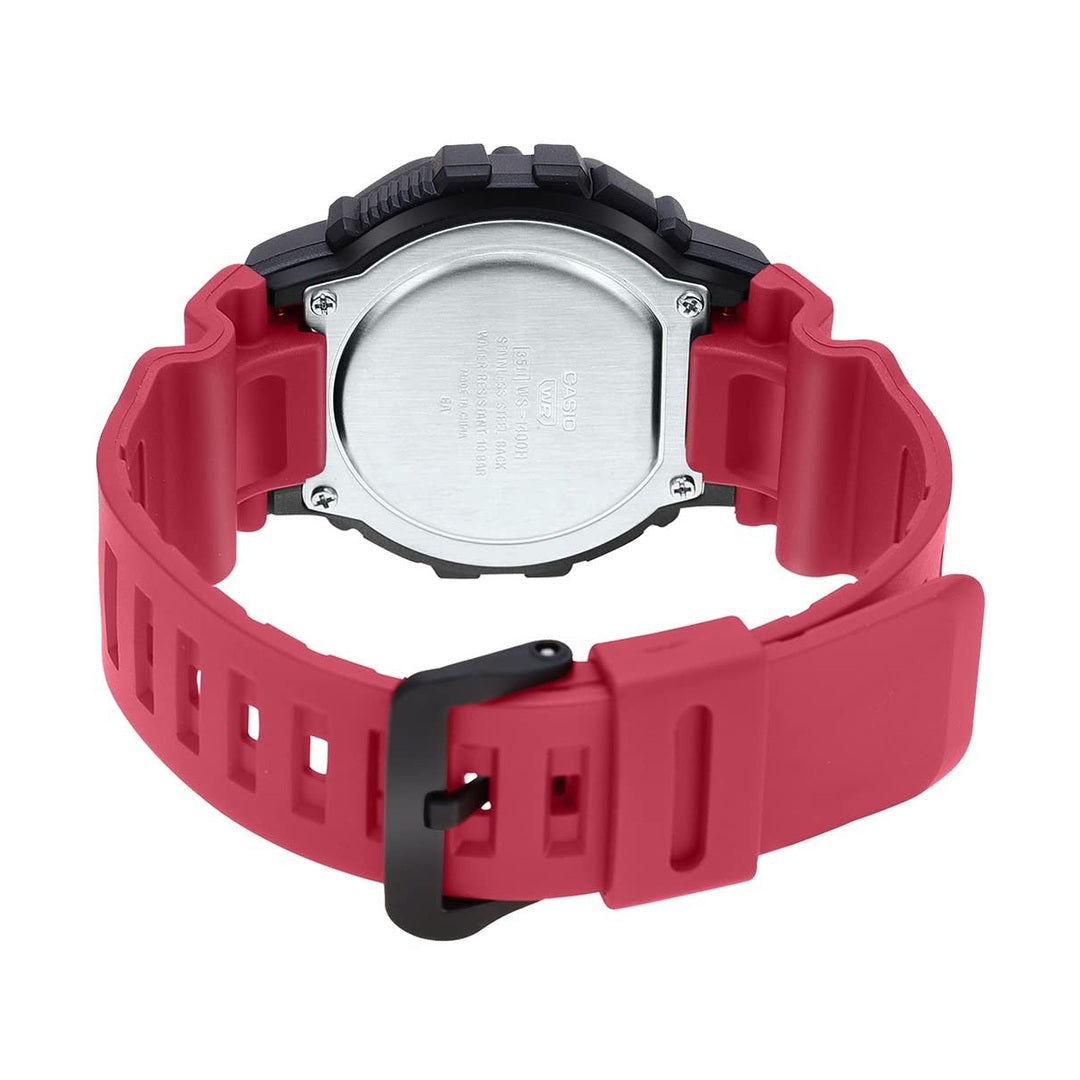 Casio Collection  Digital Black Dial Red Resin Strap Unisex Watch WS-1400H-4AVDF [D272]