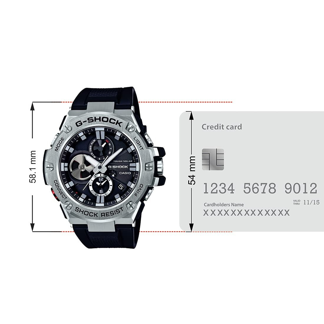 G-Shock Steel Analog Black Dial Solar Bluetooth Men's Watch GST-B100-1ADR [G789]