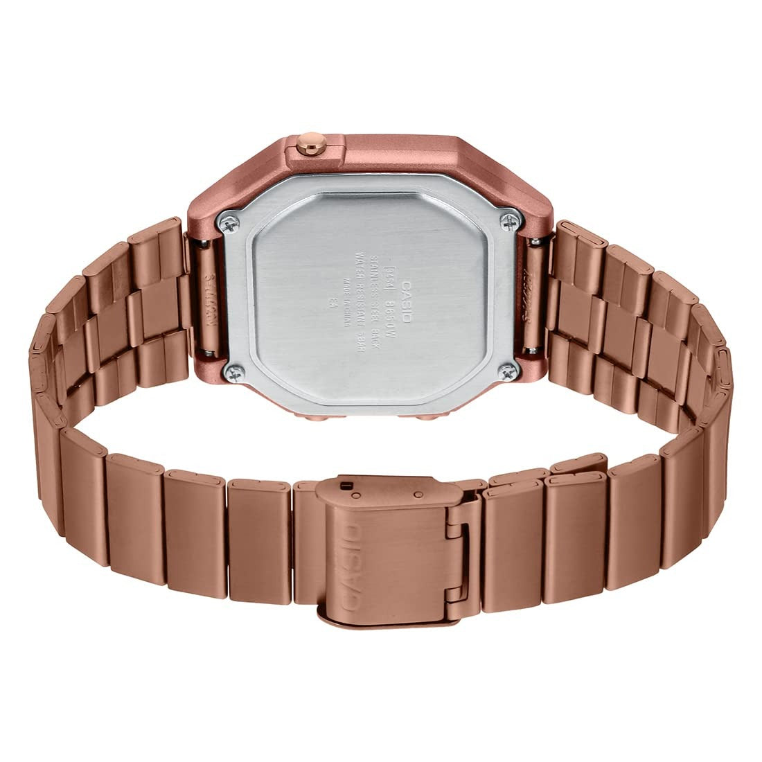 Casio Vintage Digital Rose Gold Dial Stainless Steel Unisex Watch B650WC5ADF