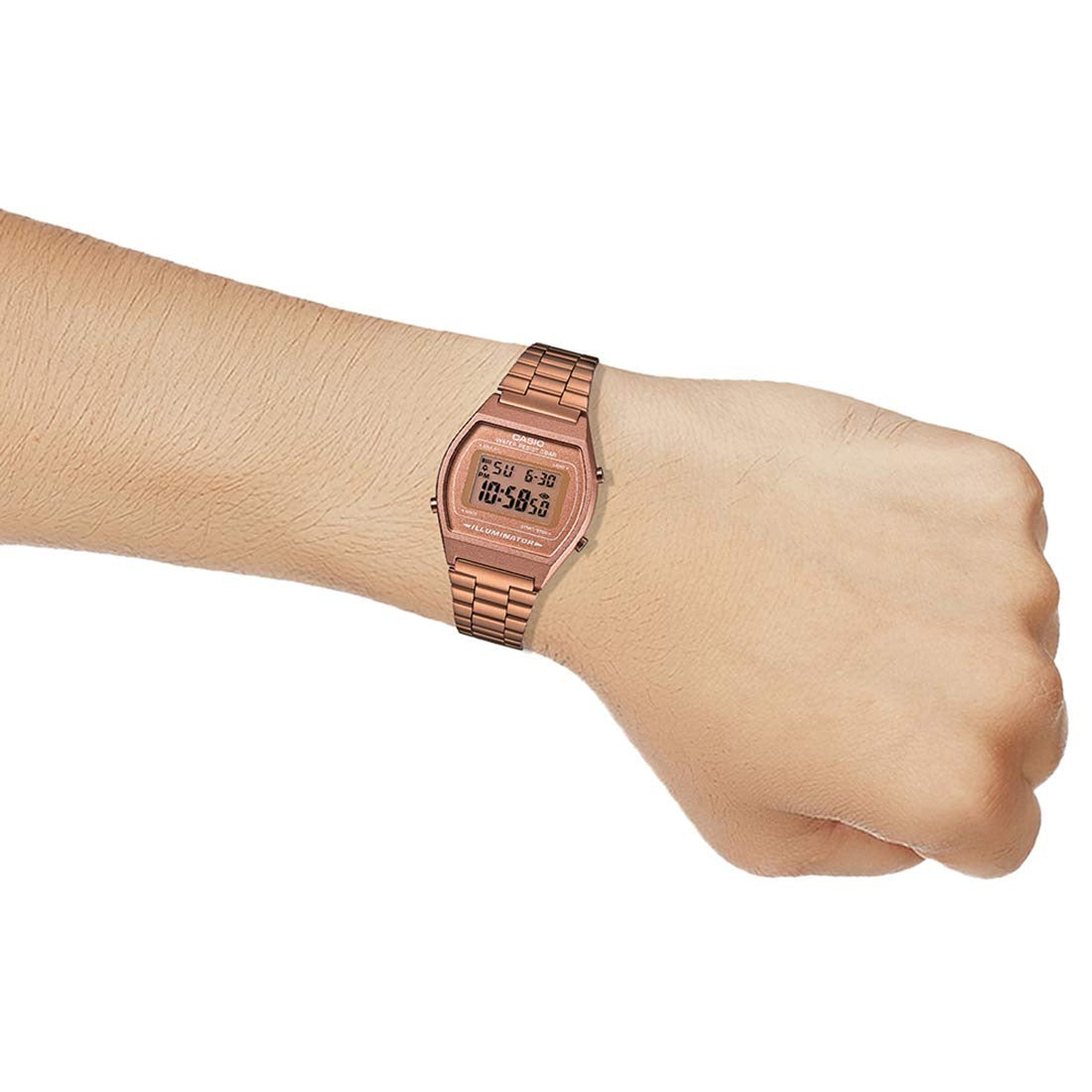 Casio Vintage Digital Rose Gold Dial Stainless Steel Women's Watch B640WC-5ADF