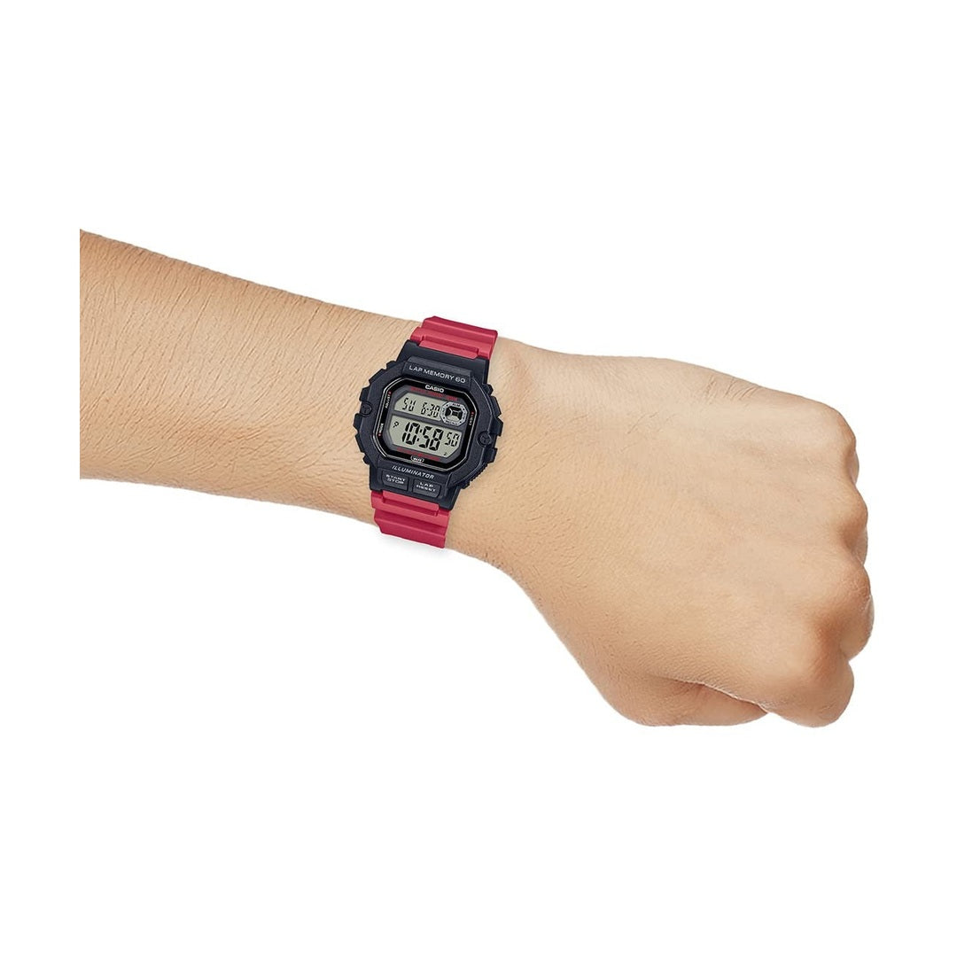 Casio Collection  Digital Black Dial Red Resin Strap Unisex Watch WS-1400H-4AVDF [D272]