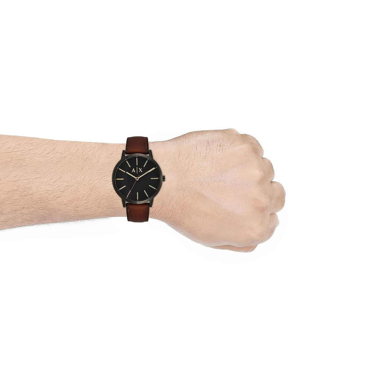 Armani Exchange Cayde Black Dial Brown Leather Men's Watch AX2706
