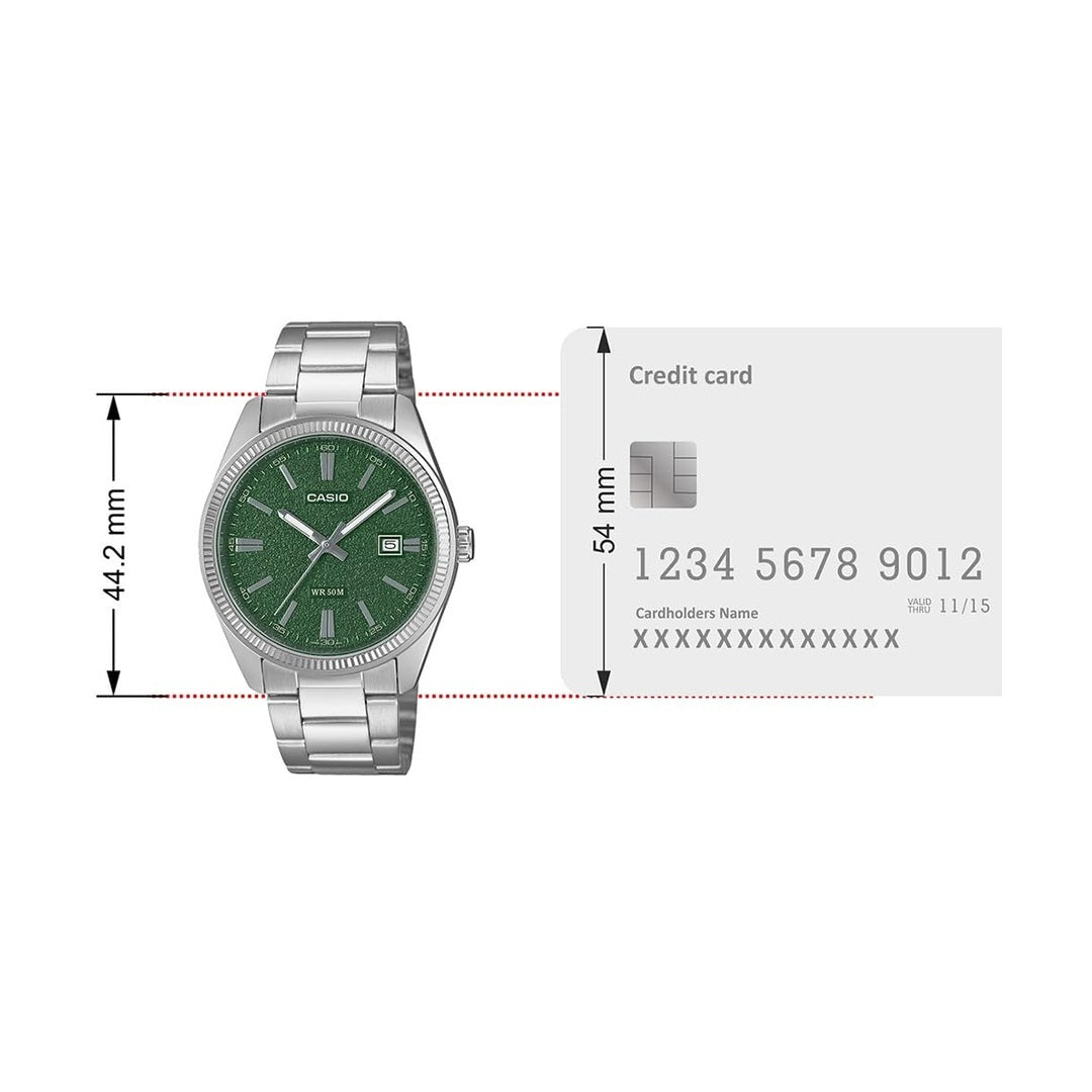 Casio Enticer Analog Green Dial Stainless Steel Bracelet Men's Watch MTP-1302DA-3AVDF