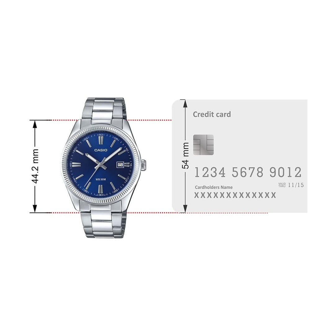 Casio Enticer Analog Blue Dial Silver Stainless Steel Bracelet Men's Watch MTP-1302PD-2AVEF