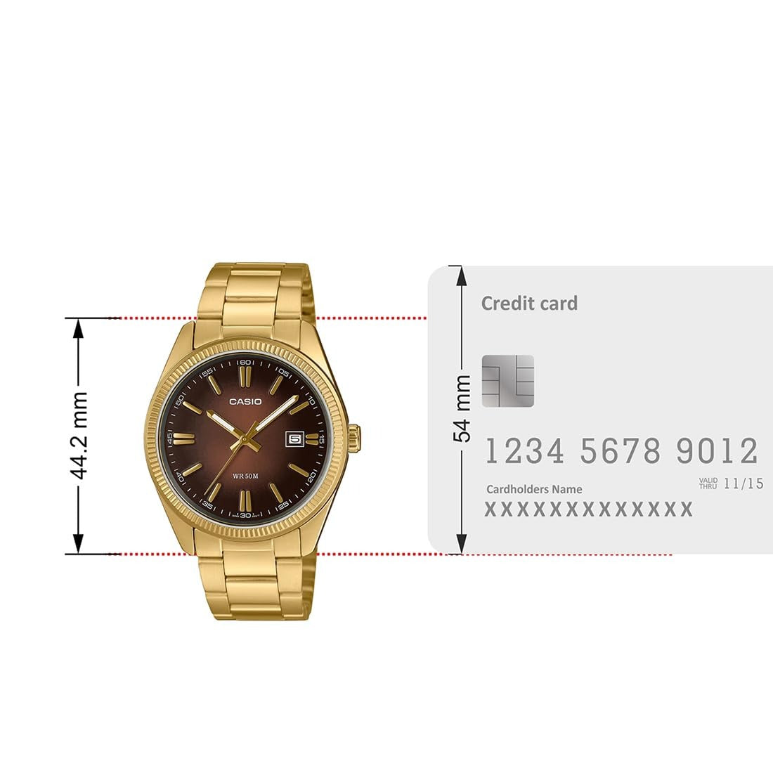 Casio Enticer Analog Brown Dial Gold Stainless Steel Strap Men's Watch MTP-1302PGC 5AVEF