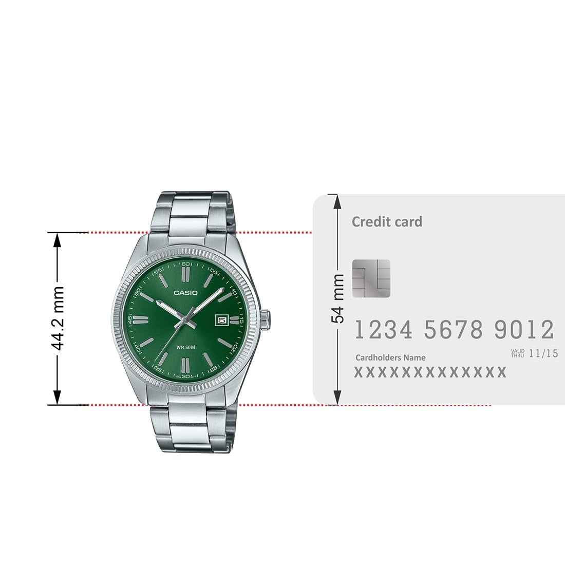 Casio Enticer Analog Green Dial Silver Stainless Steel Bracelet Men's Watch  MTP-1302PD-3AVEF