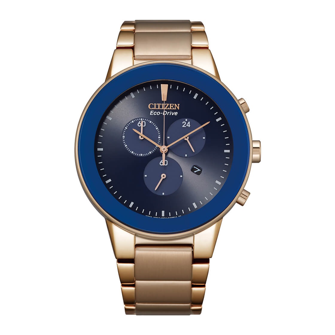 Citizen Axiom Men Quartz Blue Dial Chronograph Stainless Steel Watch AT2243-87L