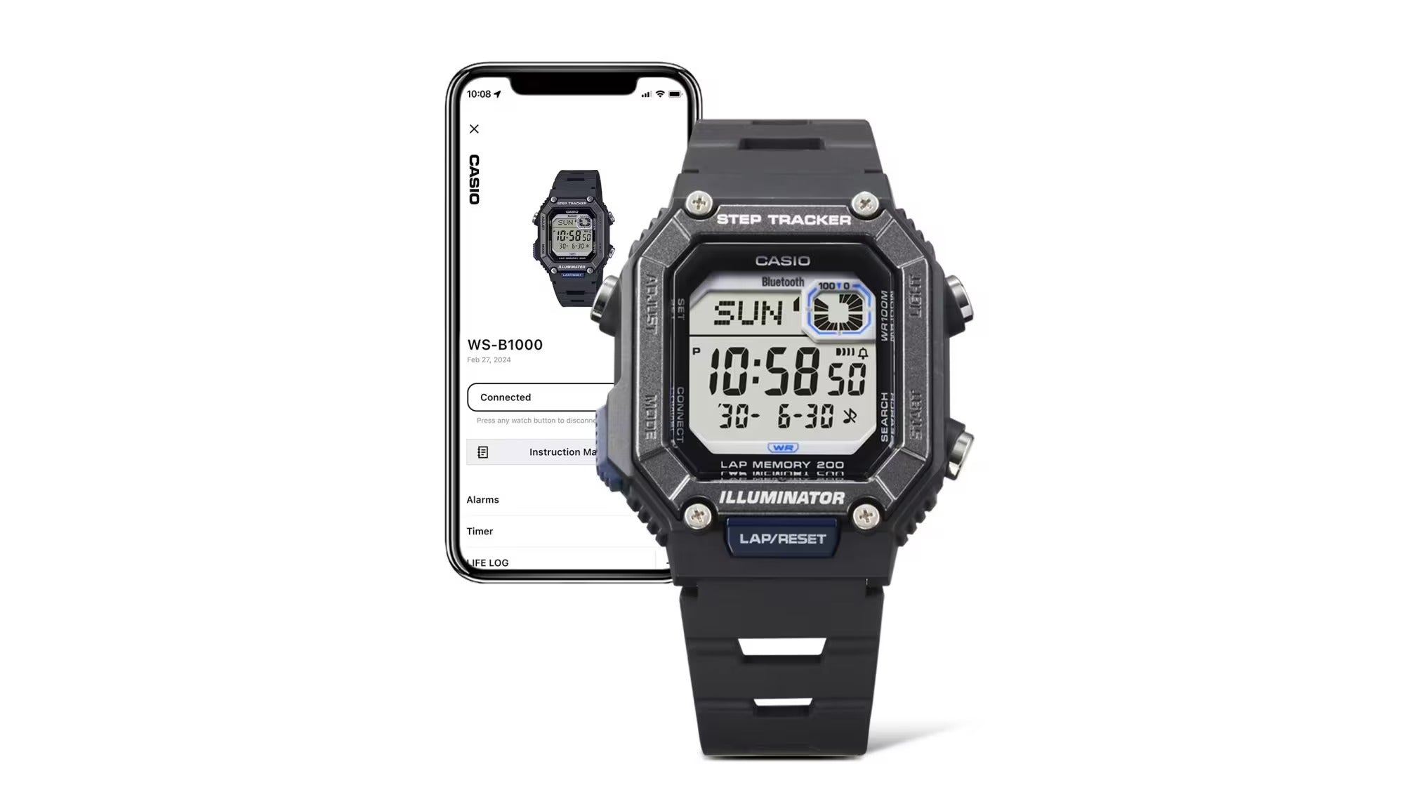 Casio Youth Bluetooth Digital Grey Dial Unisex Watch WS-B1000-8BVDF [D354]