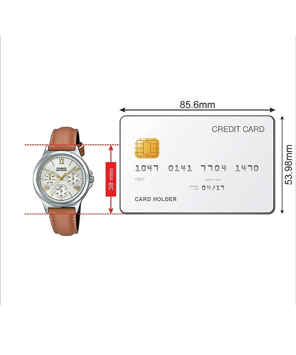 Casio Enticer Analog White Dial Stainless Steel Brown Leather strap Women's Watch LTP-V300L-7A2UDF (A1703)