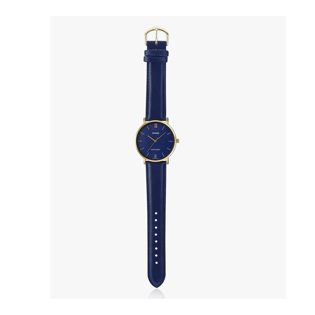 Casio Enticer Analog Blue Dial Leather Men's Watch - MTP-VT01GL-2BUDF [A1781]