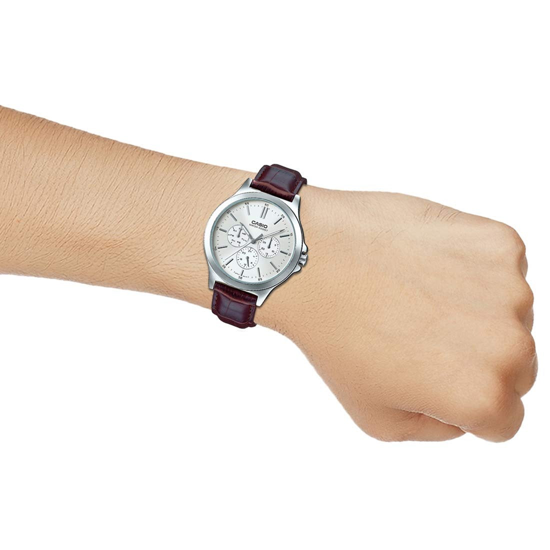 Casio Enticer Quartz White Dial Leather Men's Watch MTP-V300L-7AUDF [A1177]