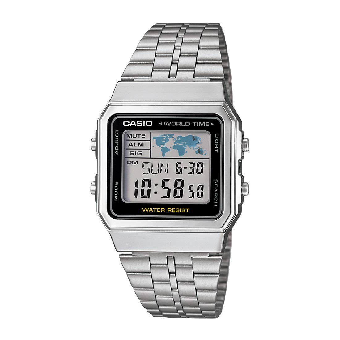 Casio Vintage Digital Black Dial Stainless Steel Unisex Watch A500WE7ADF