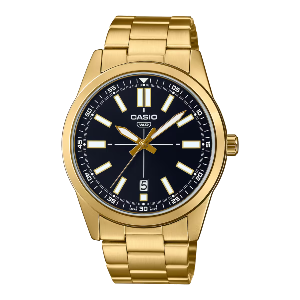 Casio Enticer Analog Black Dial Gold Stainless Steel Strap Men's Watch MTP-VD02G-1E  [A501]