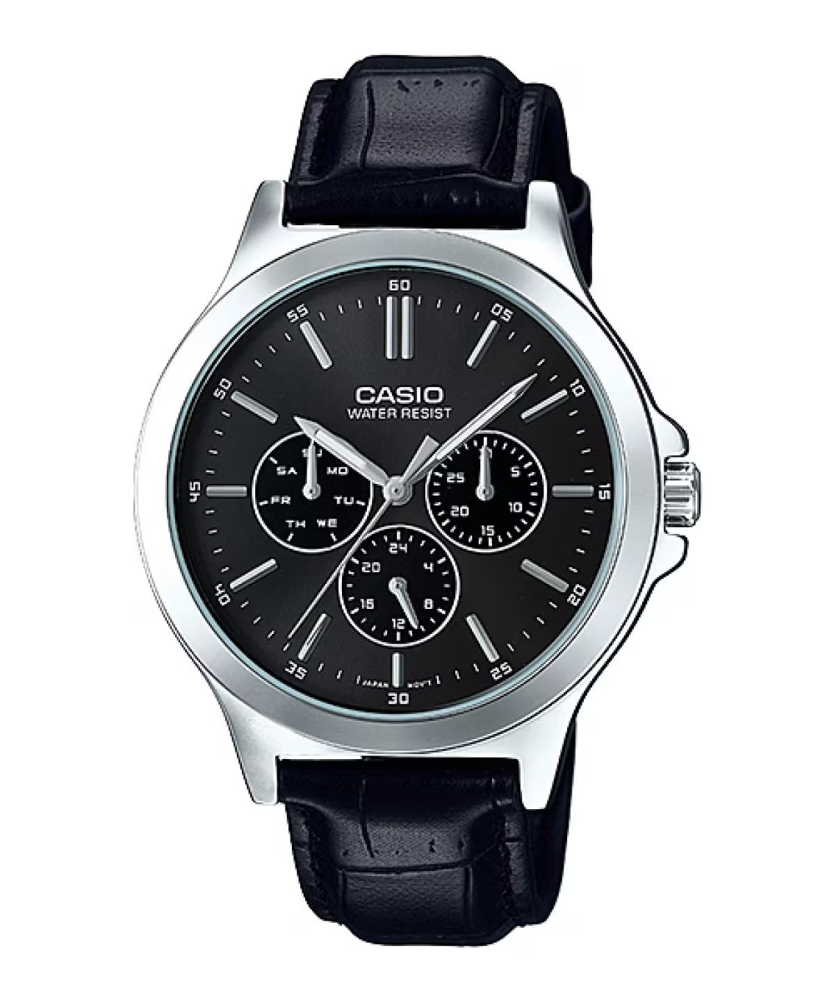 Casio Enticer Black/Silver Dial Black Leather Analog Men's Watch MTP-V300L-1AUDF [A1176]