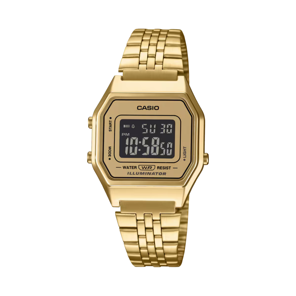 Casio Vintage Quartz Black Dial Gold Octagonal Digital Women's Watch LA680WGA-9BDF [D127]