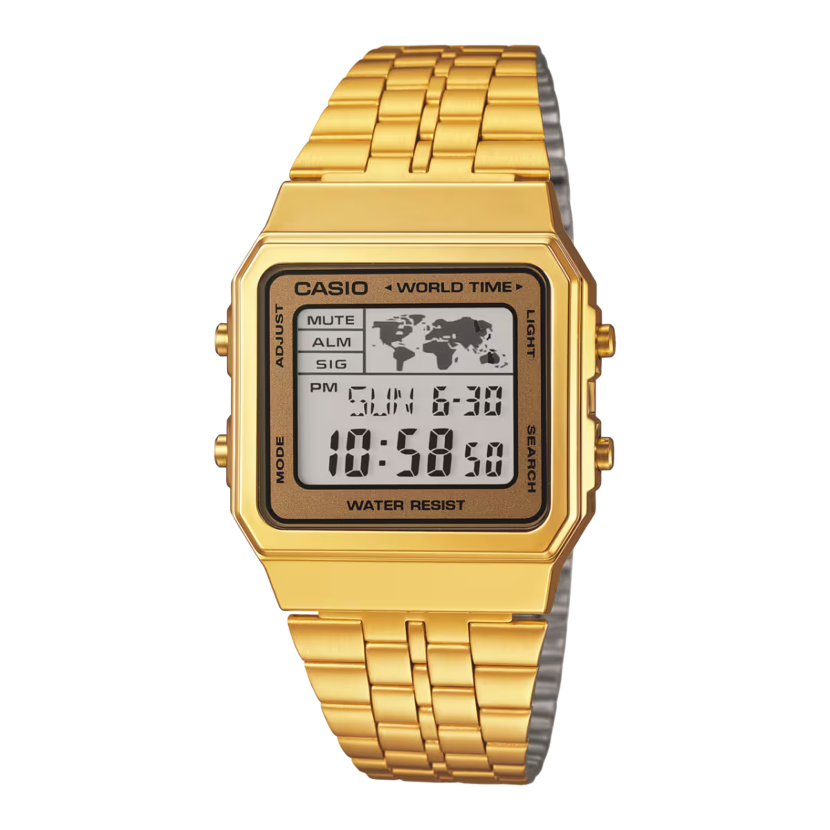 Casio Vintage Quartz Gold-Tone World Time Digital Unisex Watch A500WGA-9DF