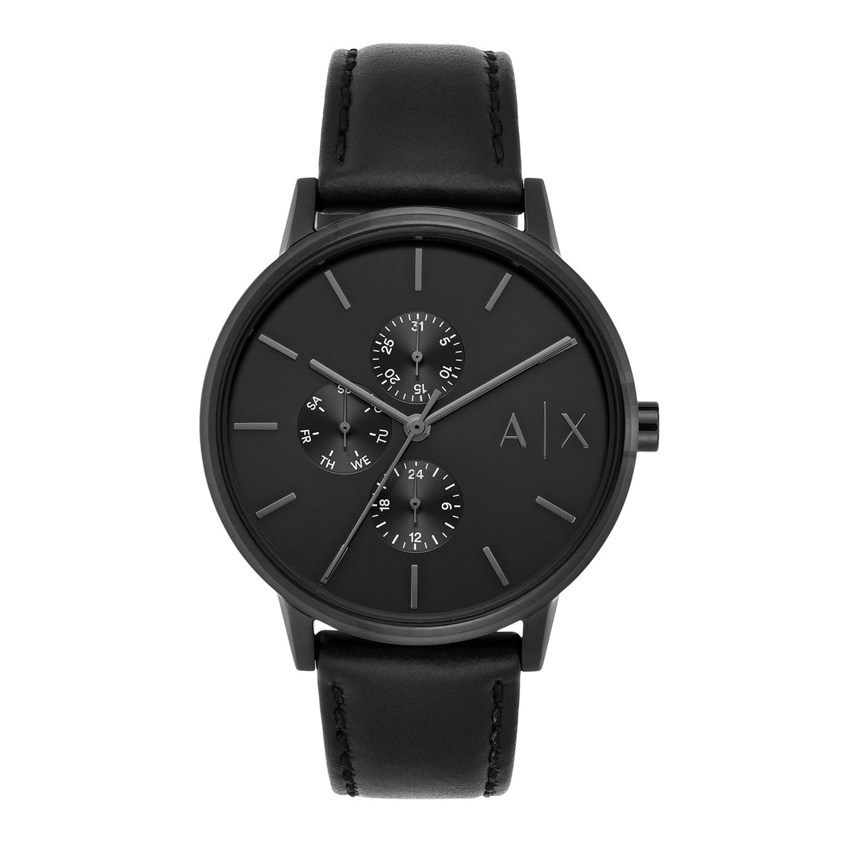 Armani Exchange Cayde All-Black Leather Men's Watch AX2719