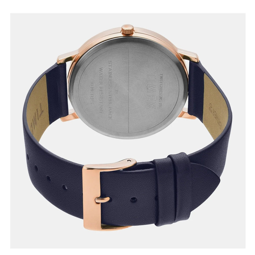 Timex Classics Quartz Blue Dial Analog Leather Men's Watch TW0TG8015