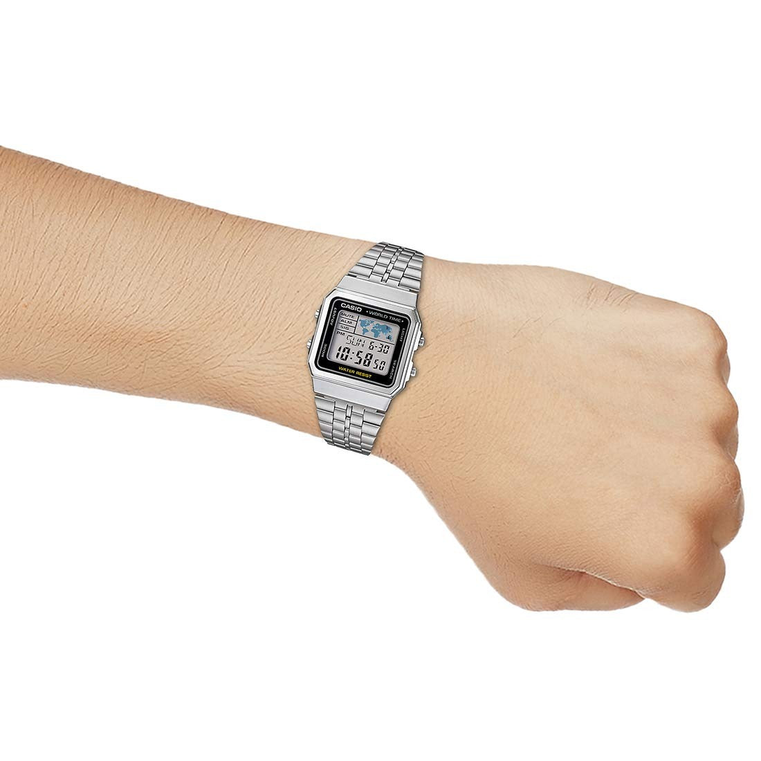 Casio Vintage Digital Black Dial Stainless Steel Unisex Watch A500WE7ADF