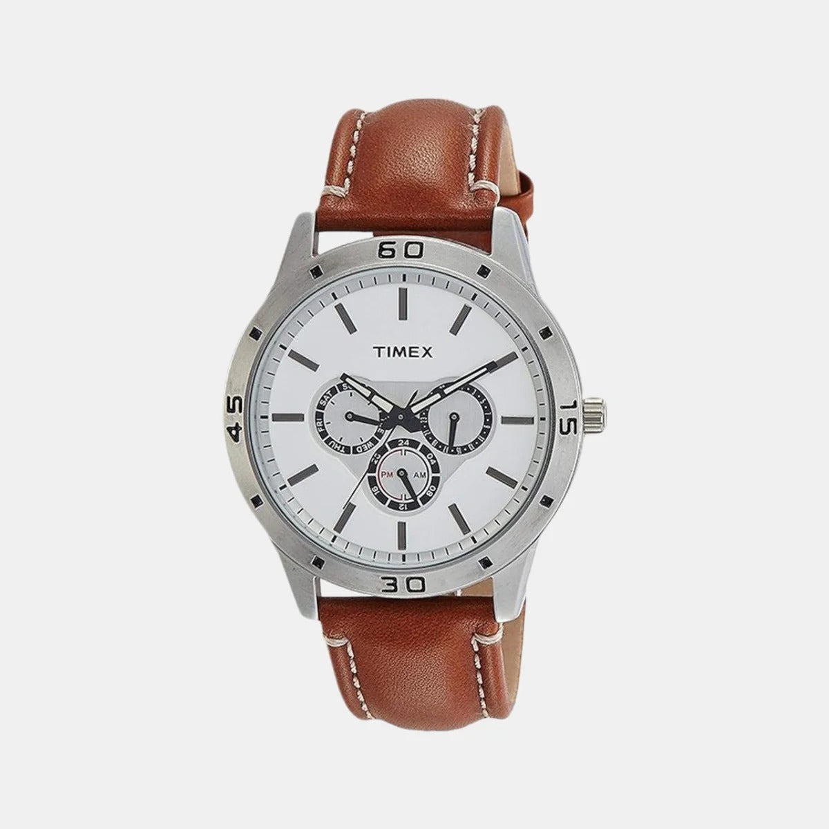 Timex Fashion Quartz White Dial Chronograph Leather Men's Watch TW000U911