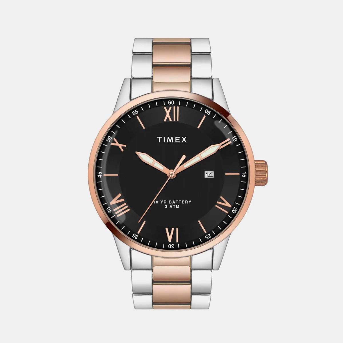 Timex E Class Quartz Black Dial Analog Stainless Steel Men's Watch TWEG19919