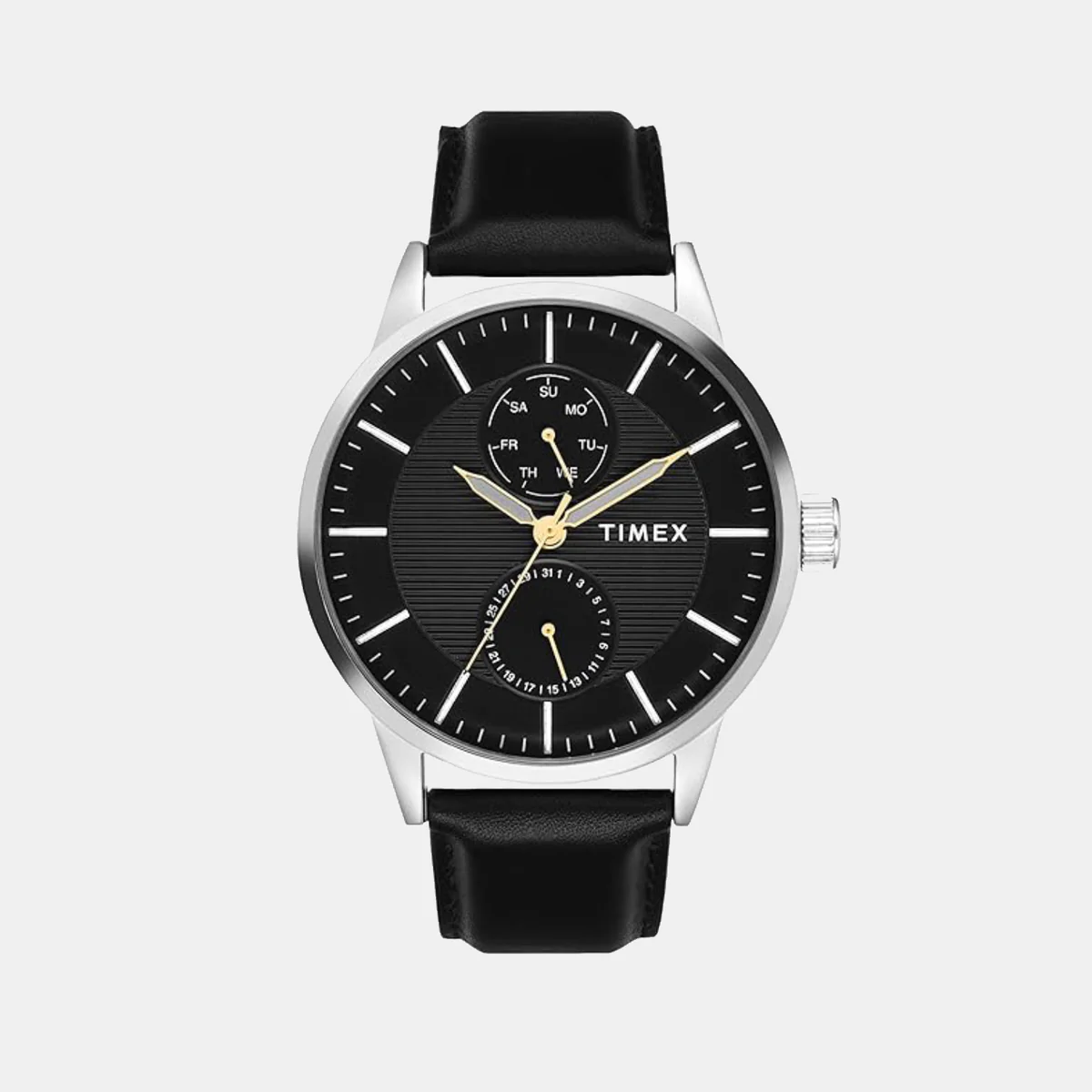 Timex Fashion Quartz Black Dial Multi-Function Leather Men's Watch TWEG19915