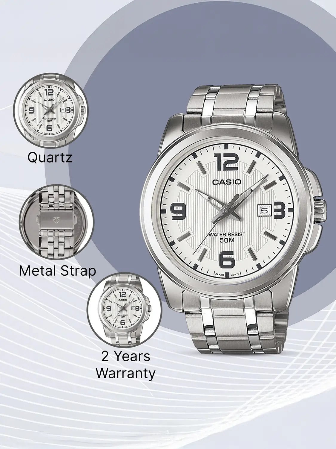 Casio Enticer Quartz White Dial Analog Men's Watch MTP-1314D-7AVDF