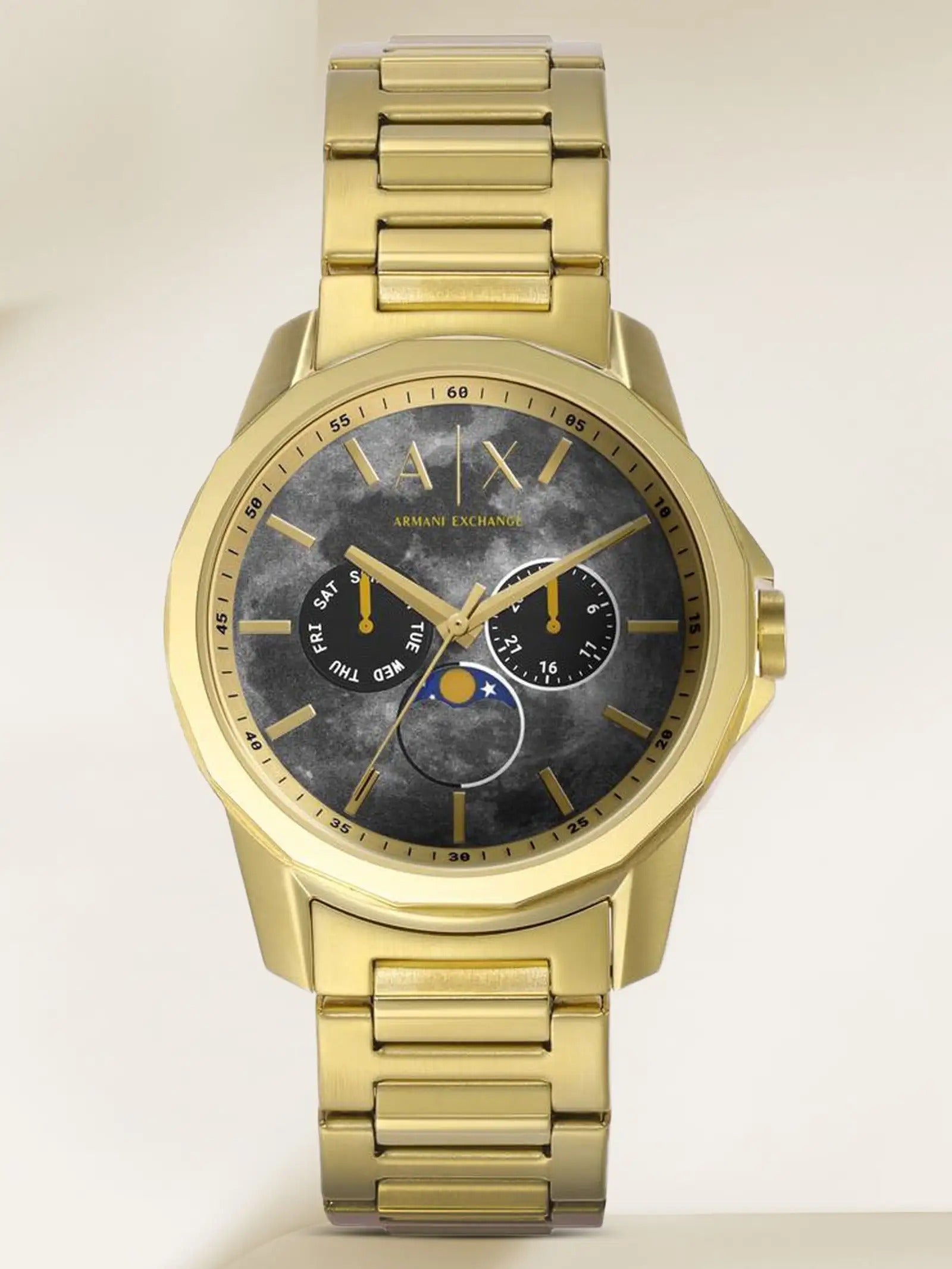 Armani Exchange Moonphase Grey Dial Gold Men's Watch AX1737