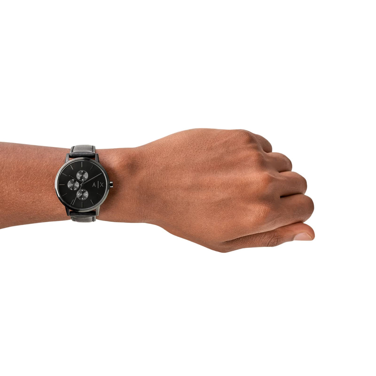 Armani Exchange Cayde All-Black Leather Men's Watch AX2719