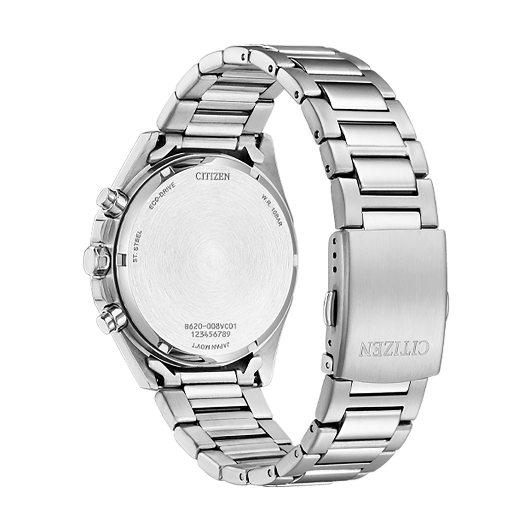 Citizen Eco-Drive Men Quartz Blue Dial Chronograph Stainless Steel Watch CA4590-81L