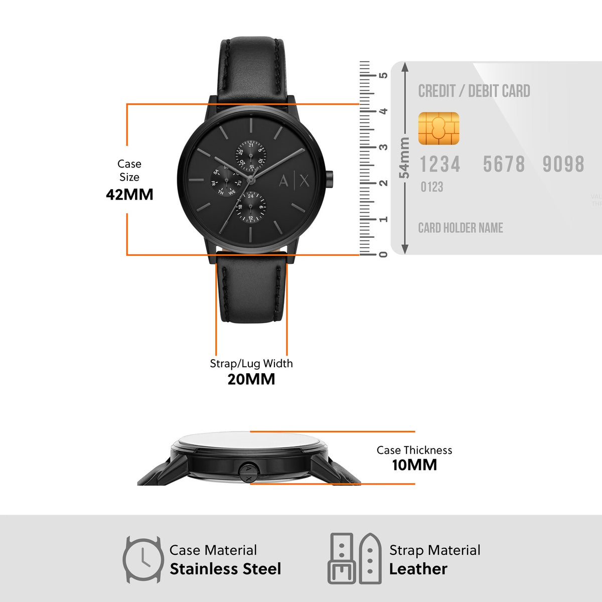 Armani Exchange Cayde All-Black Leather Men's Watch AX2719
