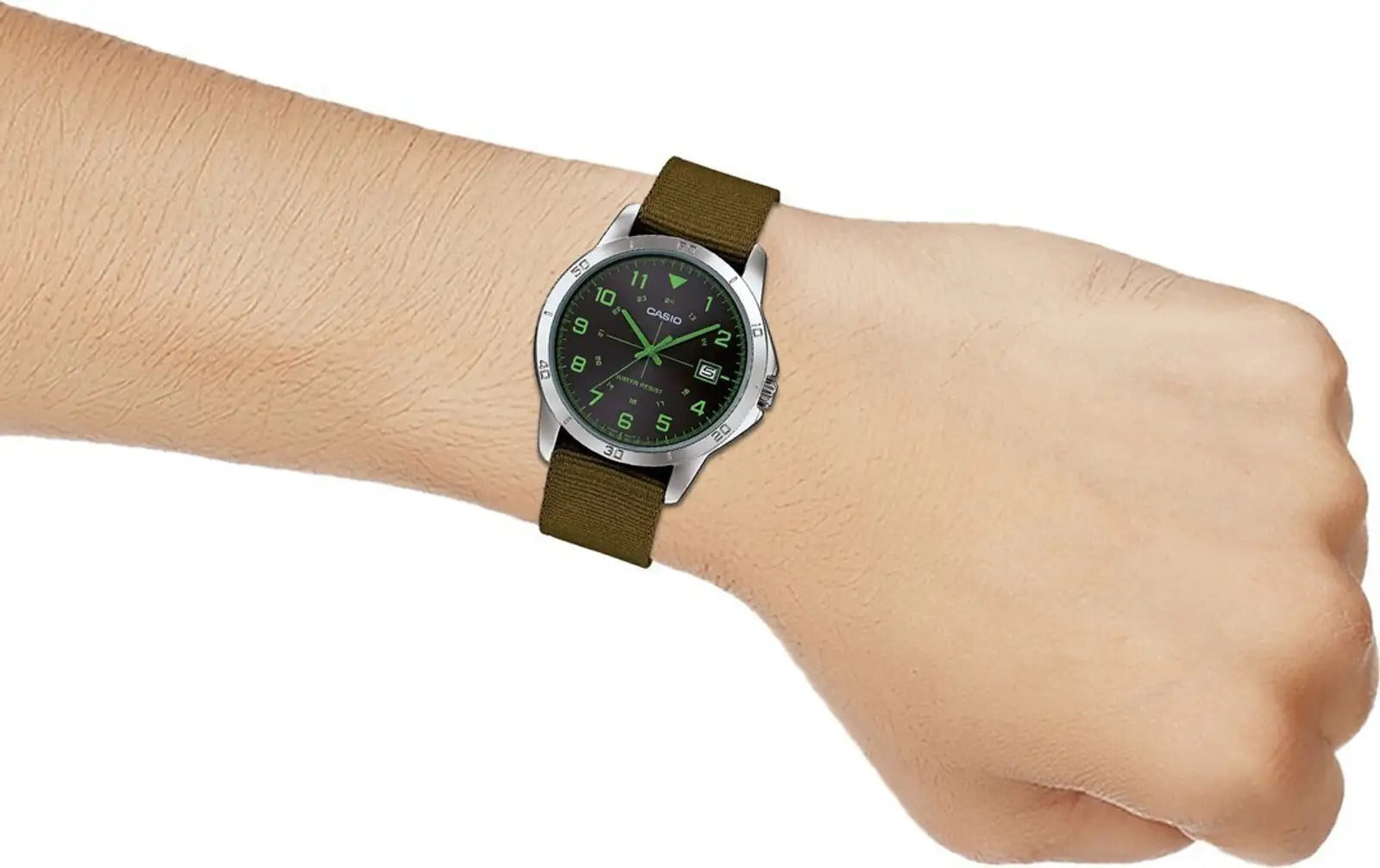 Casio Enticer Analog Black Dial Brown Fabric Strap Men's Watch MTP-V008B-3BUDF [A1110]