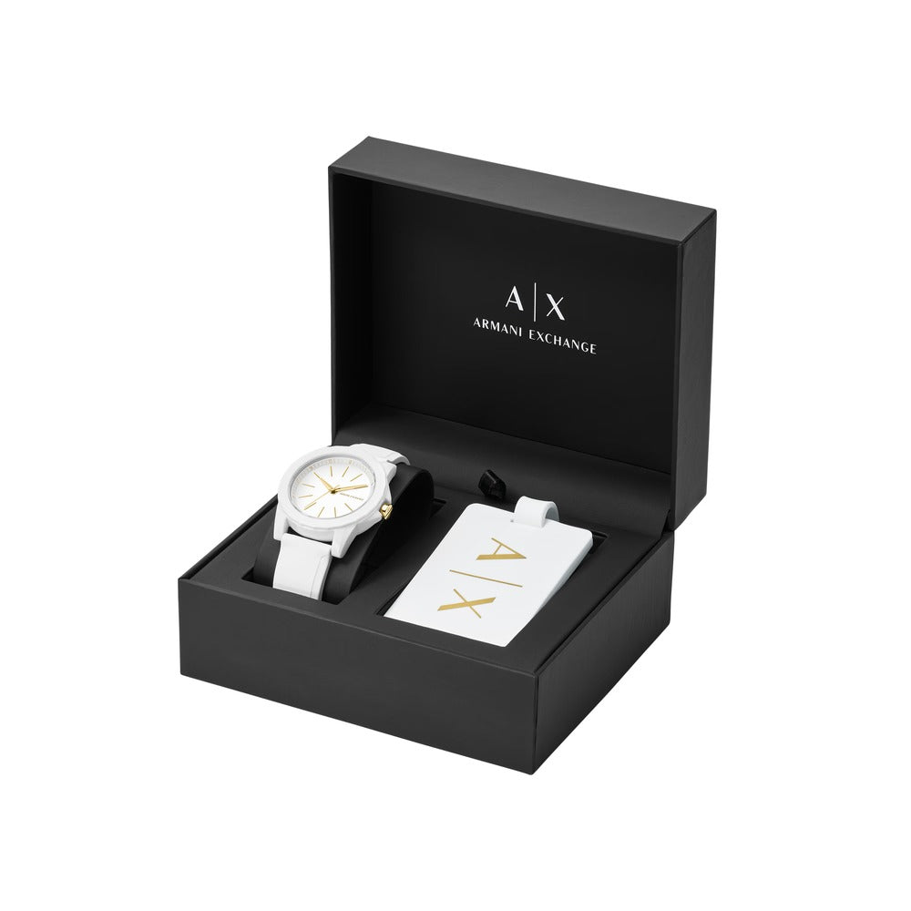 Armani Exchange Lady Banks White Watch & Luggage Tag Set AX7126