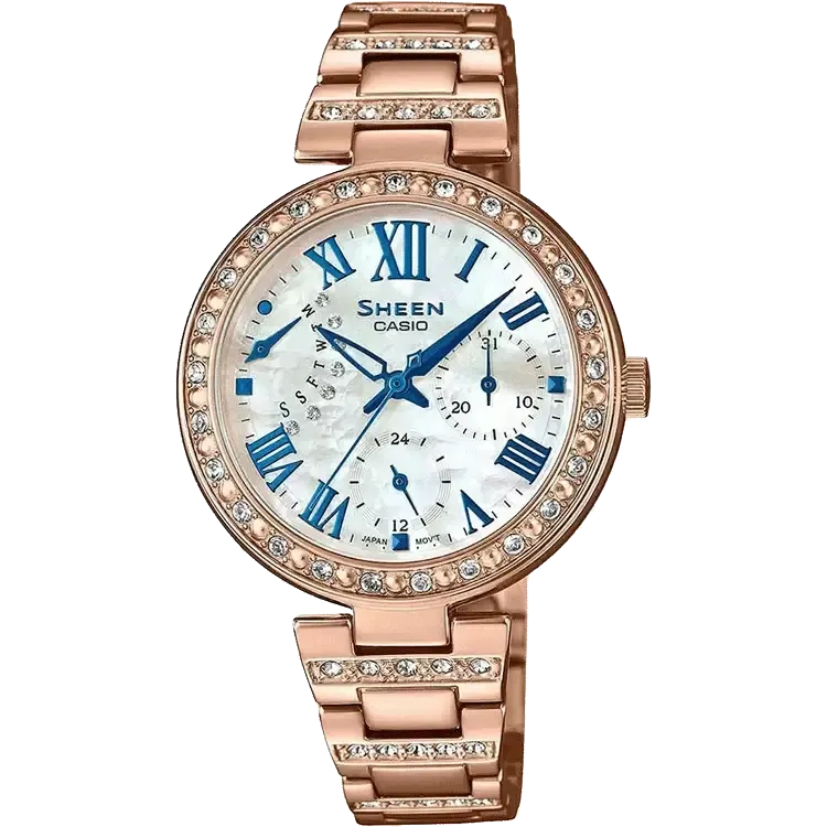 Casio Sheen Women Quartz White Dial Chronograph Stainless Steel Watch SHE-3043BPG-7AUDR [SH194]