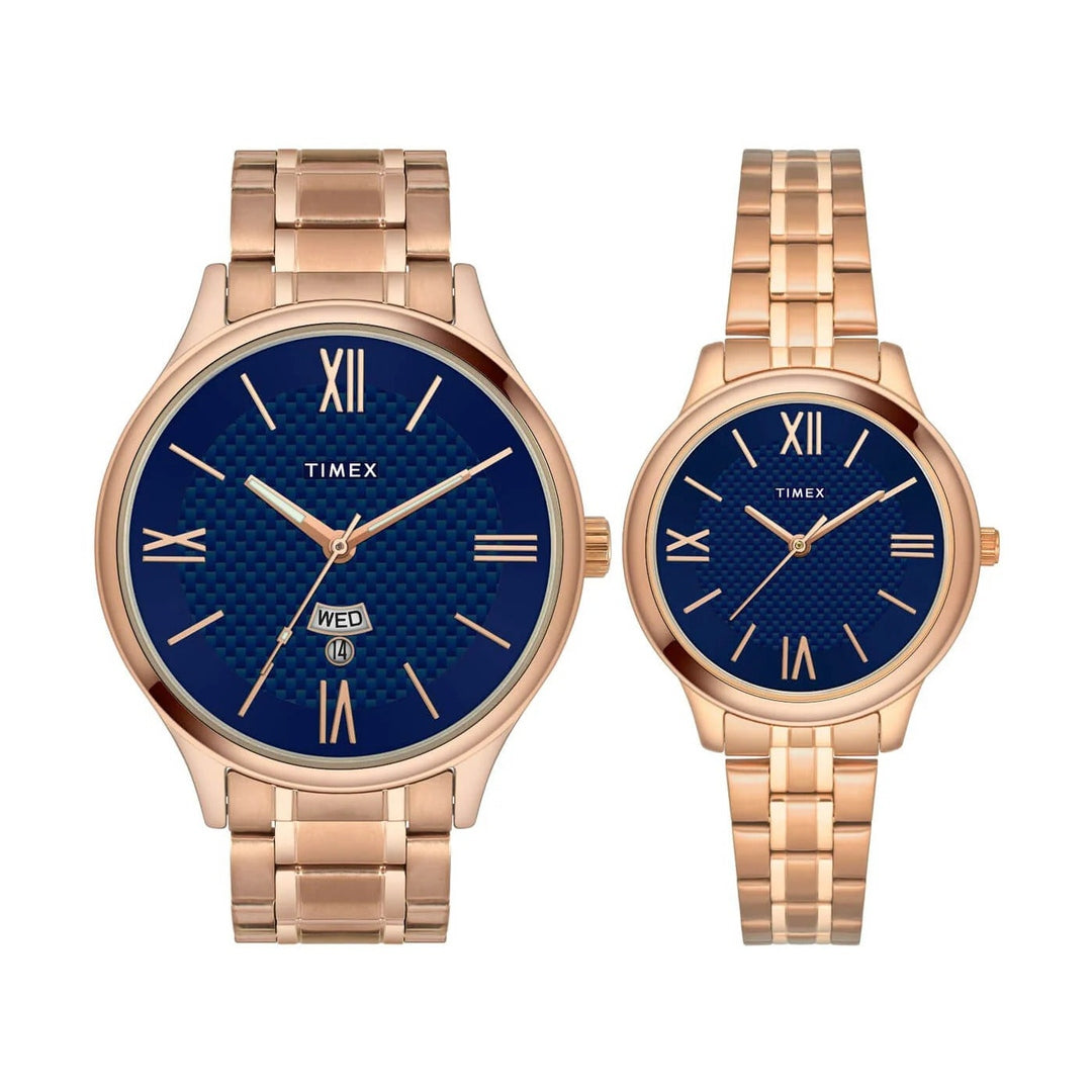 Timex Empera Analog Blue Dial Couple Watch -TW00PR284